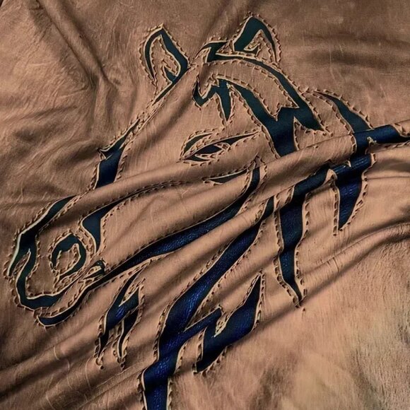 Women's Rustic Western Horse Brown Long Sleeve Crewneck Lightweight Sweater - Picture 4 of 6